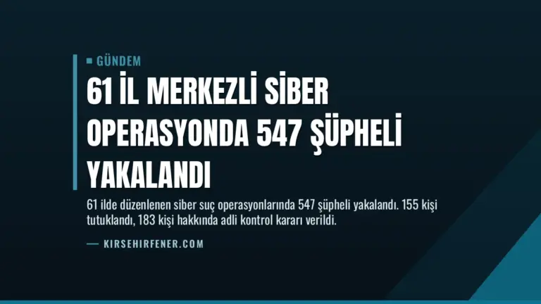 61 İl Merkezli Siber Operasyonda 547 Şüpheli Yakalandı