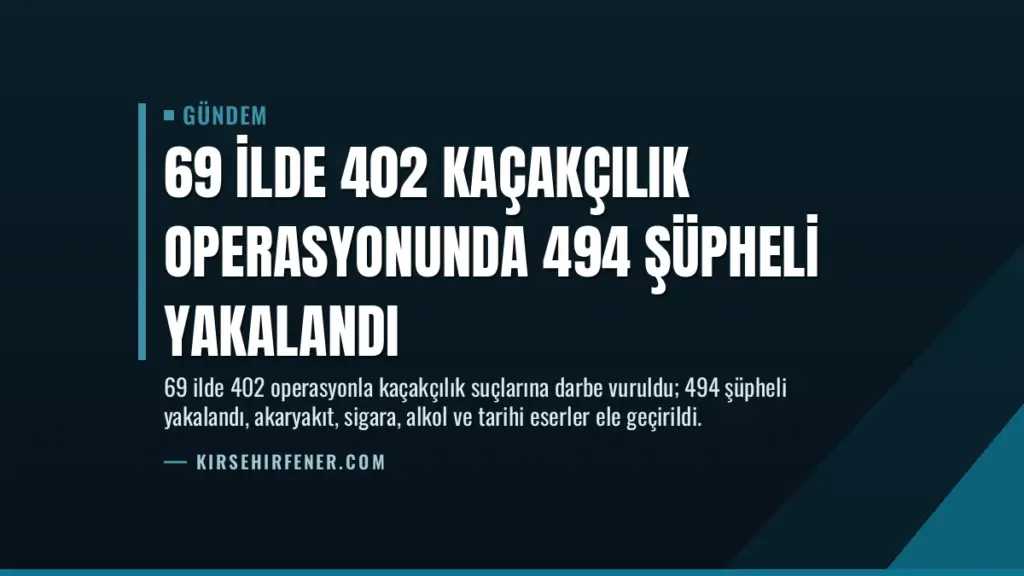 69 İlde 402 Kaçakçılık Operasyonunda 494 Şüpheli Yakalandı