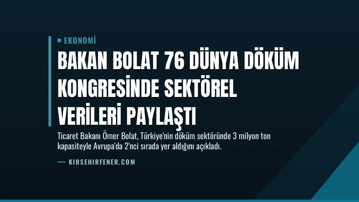 Bakan Bolat 76 Dünya Döküm Kongresinde Sektörel Verileri Paylaştı