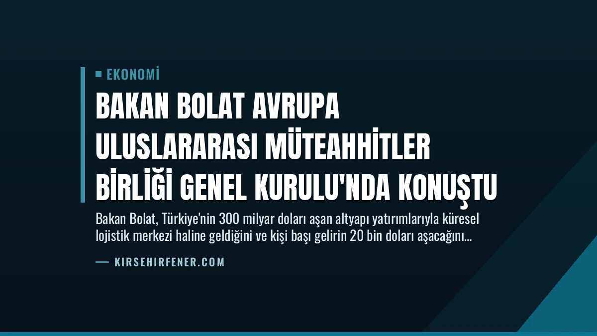 Bakan Bolat Avrupa Uluslararası Müteahhitler Birliği Genel Kurulu’nda Konuştu
