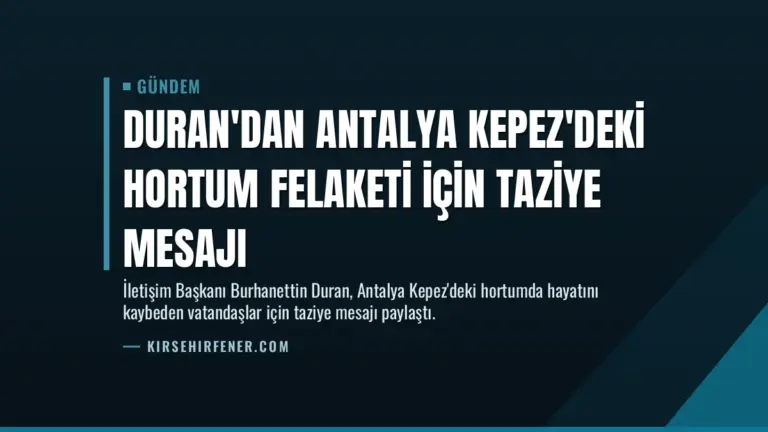 Duran'dan Antalya Kepez'deki hortum felaketi için taziye mesajı