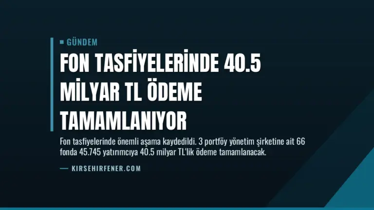 Fon Tasfiyelerinde 40.5 Milyar TL Ödeme Tamamlanıyor