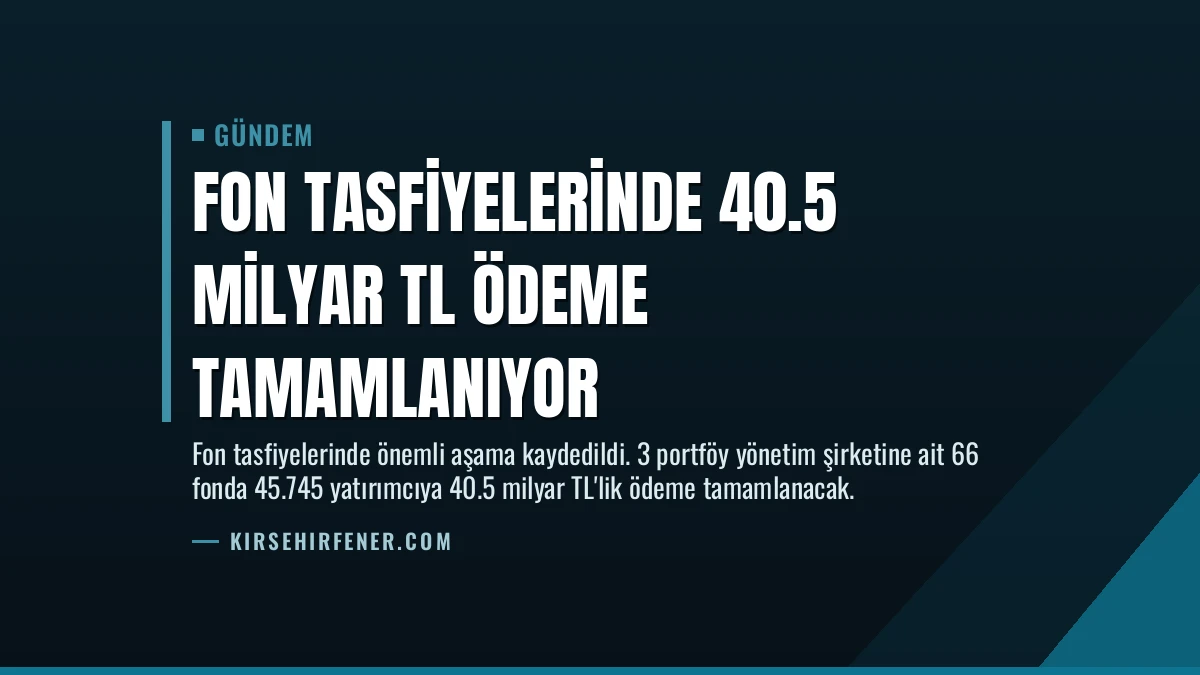 Fon Tasfiyelerinde 40.5 Milyar TL Ödeme Tamamlanıyor
