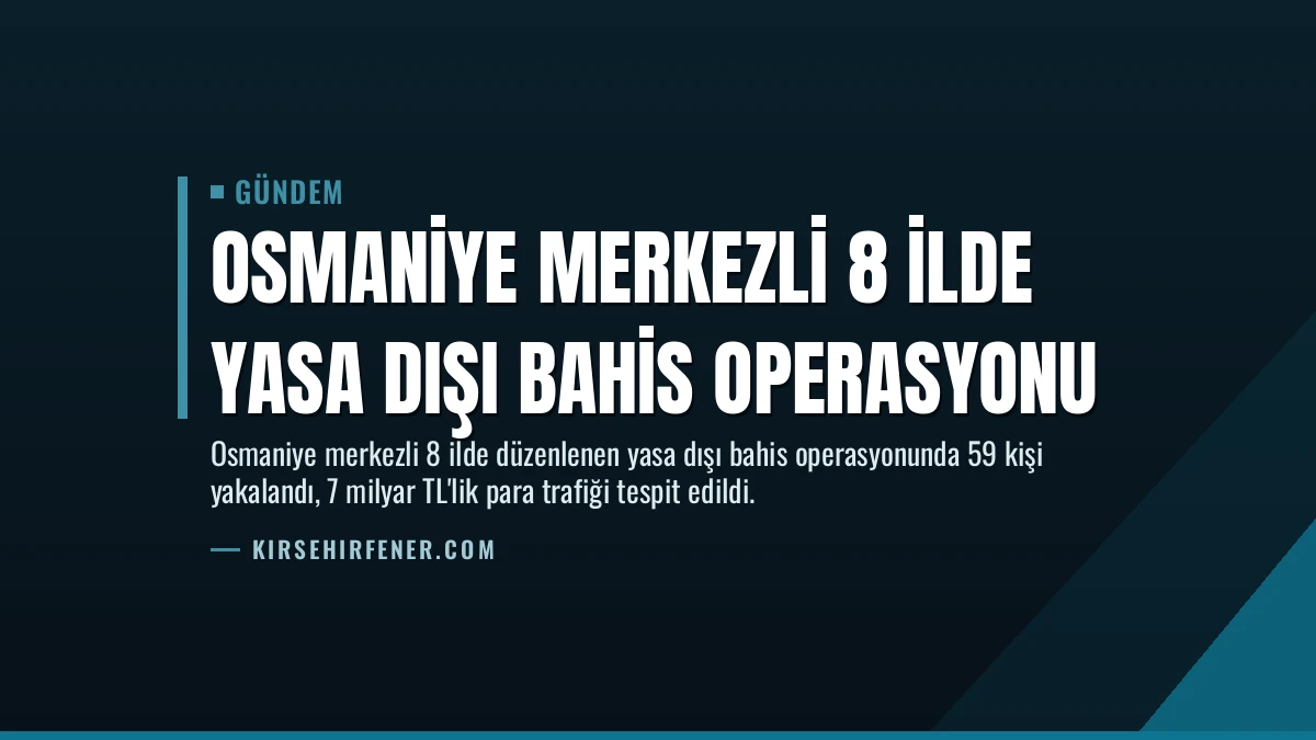 Osmaniye Merkezli 8 İlde Yasa Dışı Bahis Operasyonu