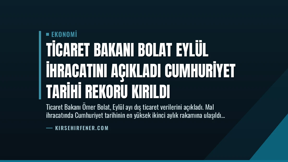 Ticaret Bakanı Bolat Eylül İhracatını Açıkladı Cumhuriyet Tarihi Rekoru Kırıldı