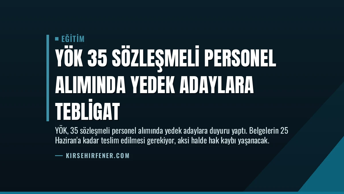 YÖK 35 Sözleşmeli Personel Alımında Yedek Adaylara Tebligat