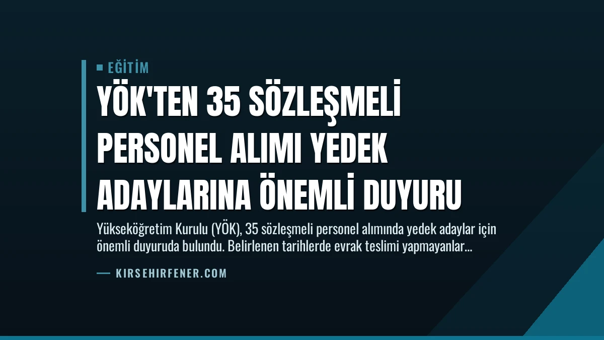 YÖK’ten 35 Sözleşmeli Personel Alımı Yedek Adaylarına Önemli Duyuru